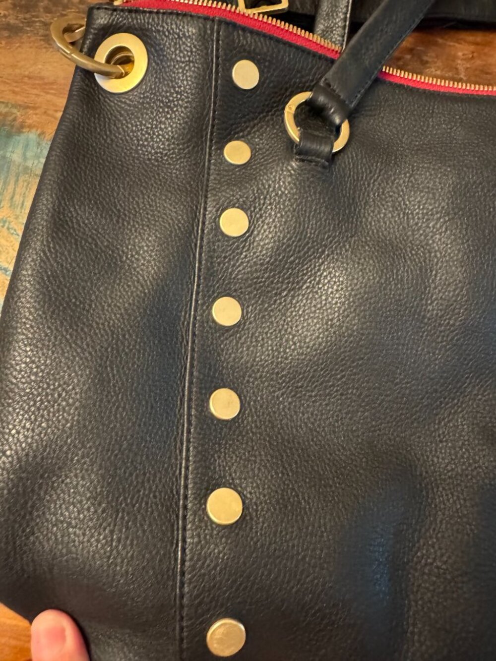 Hammitt Daniel Large Black Pebbled Leather Satchel Crossbody Brushed Gold - Picture 5 of 16